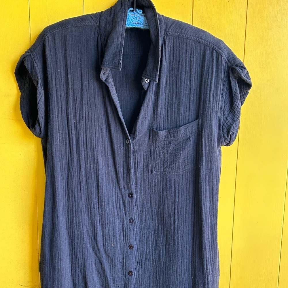 Black cotton shirt dress